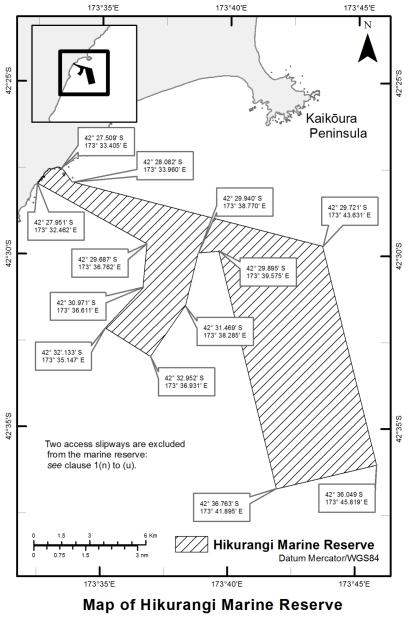 Map of Hikurangi Marine Reserve
