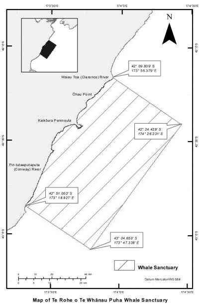 Map of Hikurangi Marine Reserve