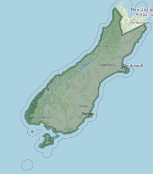 Map of Ngāi Tahu area