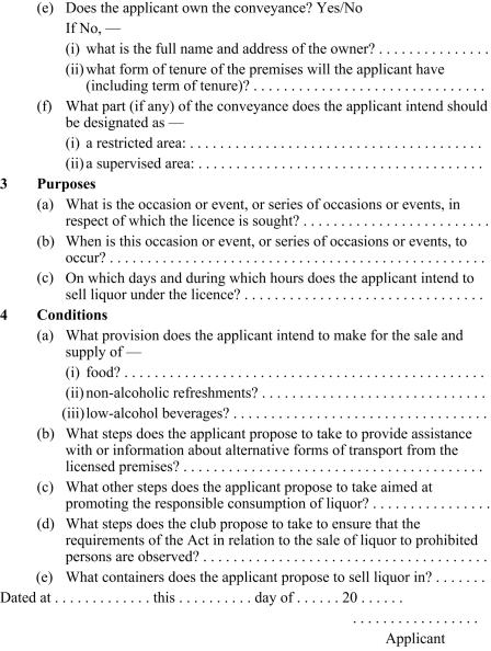 Application for special licence (for conveyance) page 2