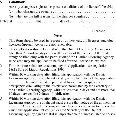 Application for renewal of licence (for on-licence, off-licence, or club licence) page 2