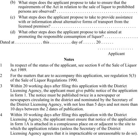 Application for on-licence (for conveyance) page 4