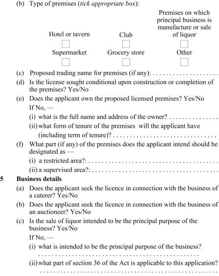 Application for off-licence page 3