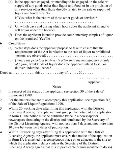 Application for off-licence page 4
