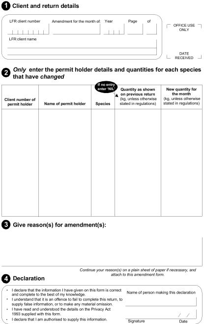 Licensed fish receiver return amendment