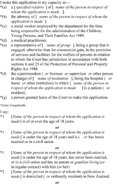 Form PPPR 13 Application for appointment of welfare guardian and manager, p2. 