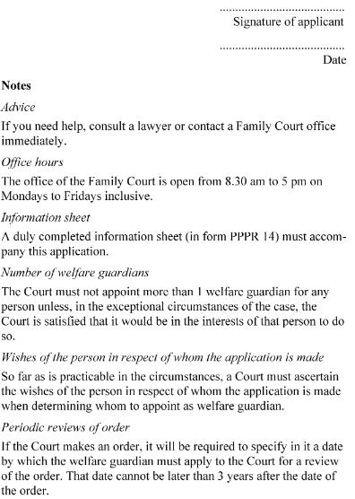 Form PPPR 7 Application for appointment of welfare guardian for applicant, p2. 
