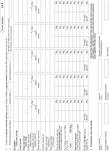 Lining catch effort return