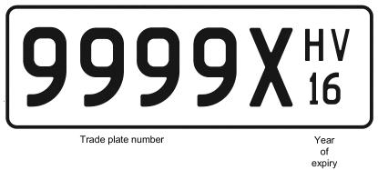 Trade plate for heavy RUC vehicle