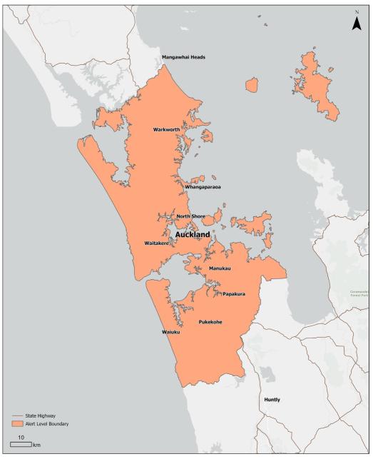 Map of alert level 3 area